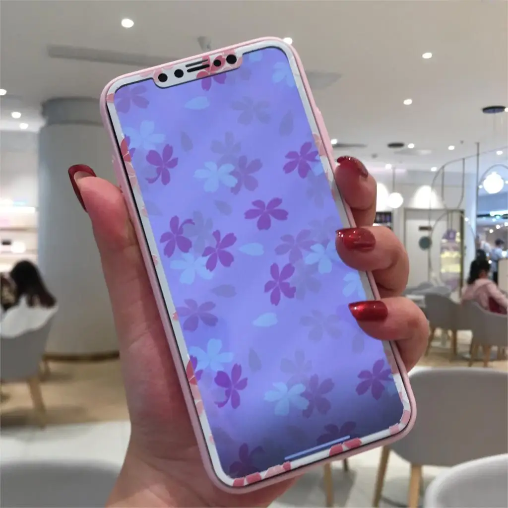Защитное стекло для iPhone XR XS Max X 11 Pro 3D пленка из закаленного стекла с цветами