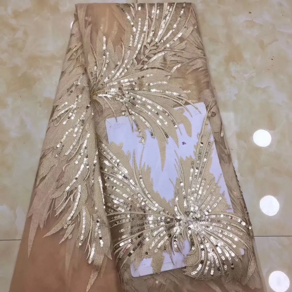 Nigerian lace fabric for 2019 African French wedding high quality sequins floral pink flash | Дом и сад