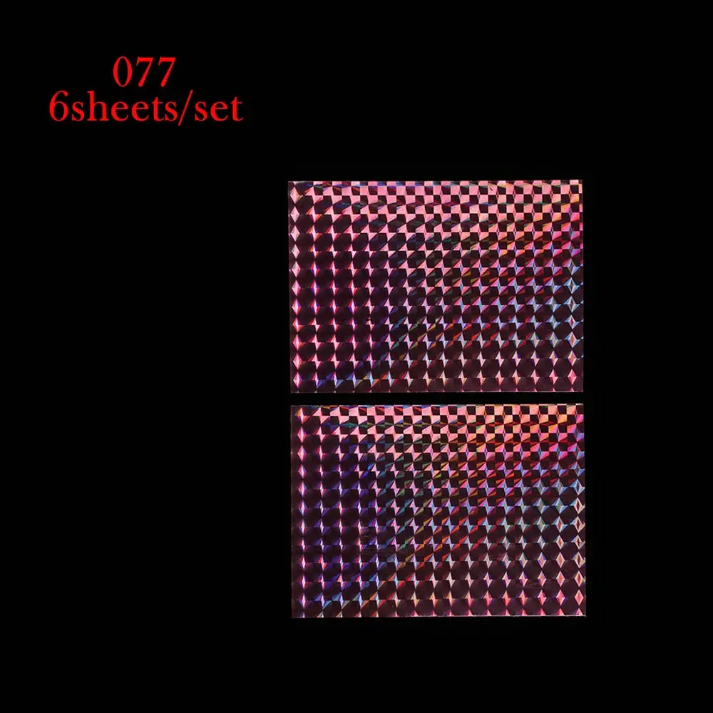 077 6 шт. голографические клеющиеся пленки приманка лента блестящая муха завязывание красочные искусственные металлические жесткие приманки стикер рыболовные аксессуары 7,5*10 см - Цвет: 077