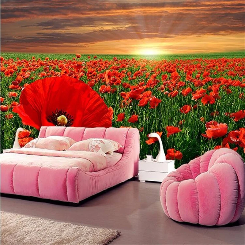 Фотообои beibehang 3D современный минималистичный фон для дивана красивый Мак цветы