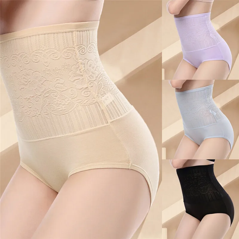 Высокая талия трусы Для женщин Нижнее бельё эластичный модал партия Body Shaper хип