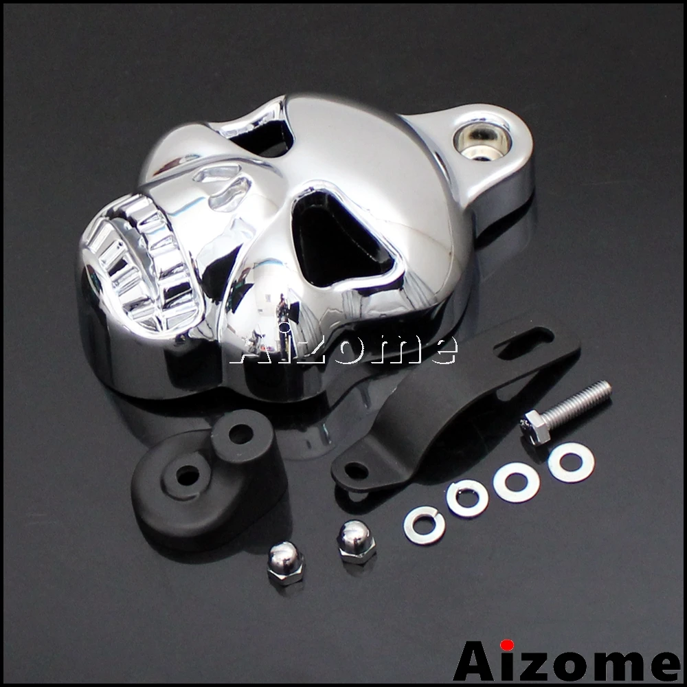 Motorcycle Chrome Aluminum Skull Head Horn Cover For Harley Sportster Street Road Glide w/ Cowbell V-ROD 1992-2014 | Автомобили и