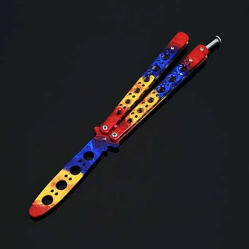 dorp color Складной нож l бабочка в ноже из нержавеющей стали CSGO практика Бабочка нож Обучение черная бабочка нож отверстия лезвие - Цвет: dorp color
