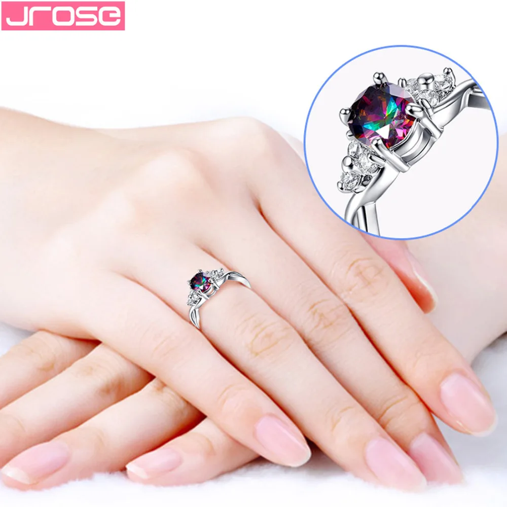 JROSE коктейльное модное овальной огранки ювелирные изделия Радужный и белый
