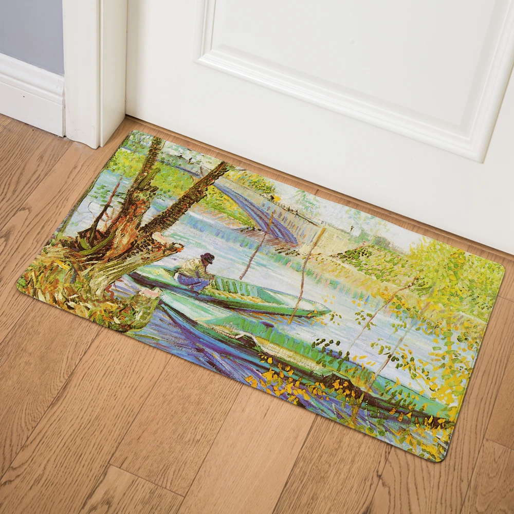 Картина маслом Ван Гога Звездное небо ПВХ кожаные коврики 46*76 водонепроницаемый