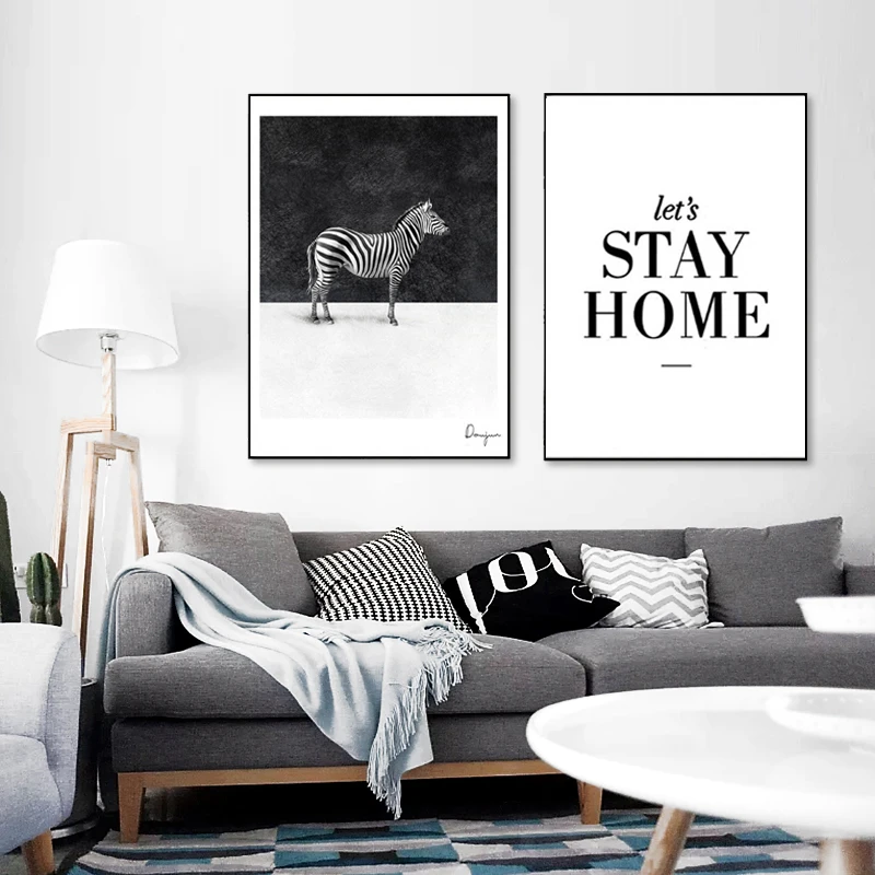 Скандинавский минимализм черно-белая живопись на холсте с изображением лошади