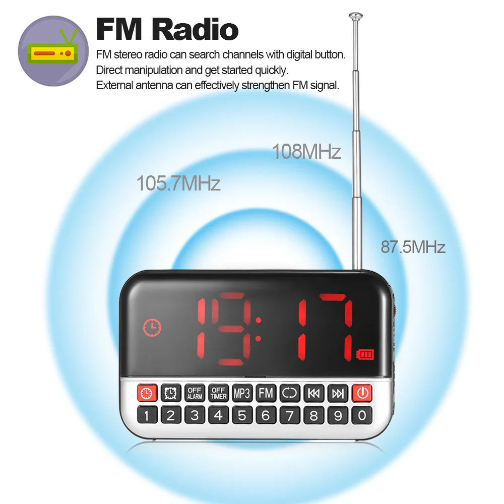 Многофункциональное светодиодное радио будильник mp3 плеер таймер ЖК дисплей