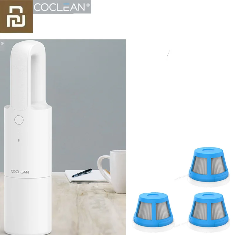 White add 3Filter XIAOMI Mijia Cleanfly Coclean портативный автомобильный ручной пылесос для домашнего мини пылесборника с сильным всасыванием - Цвет: White add 3Filter