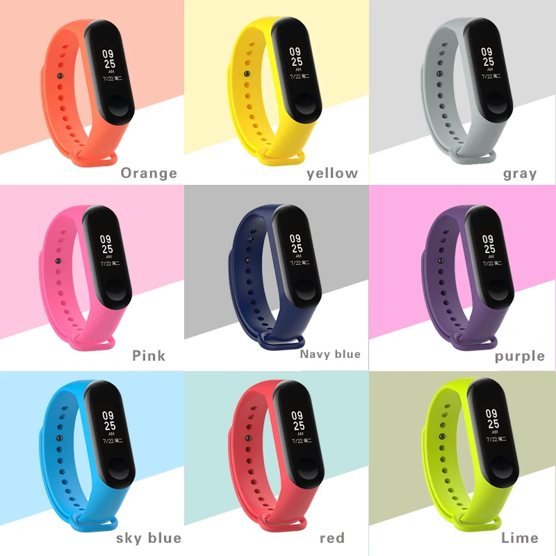 Для xiaomi band 4 3 силиконовый ремешок на запястье mi Band браслет цветной умный Браслет