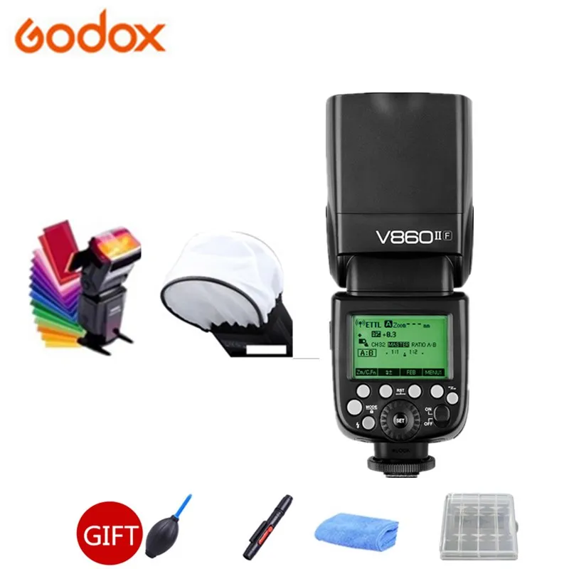 

GODOX V860IIF вссветильник Speedlite GN60 2,4G HSS 1/8000s Беспроводная TTL 2000 мАч литий-ионная батарея для камер Fuji Fujifilm