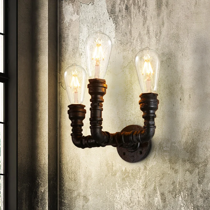 American Industrial Wind restaurant aisle wall Lamp retro bar corridor light Creative Three head loft background lamp | Лампы и