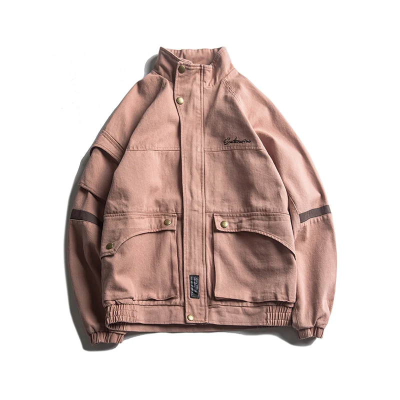 

Jvzkass 2019 new jacket female retro spring and autumn candy color tooling loose European and American hip hop pilot jacket Z226