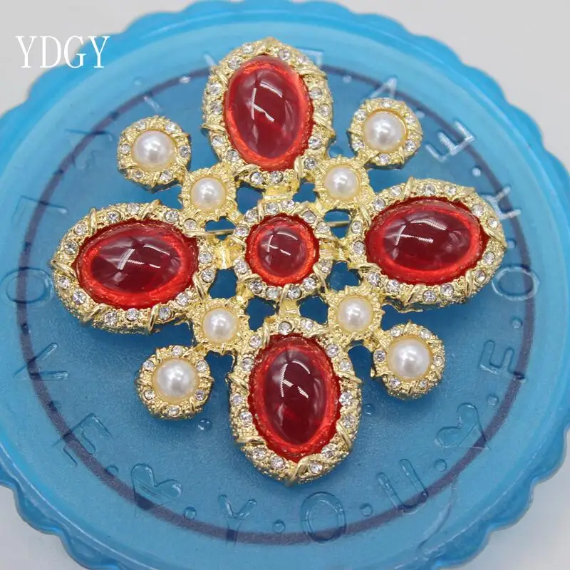 YDGY кристалл и жемчуг крест брошь в стиле барокко Свадебные украшения невесты, высокое качество модное пальто