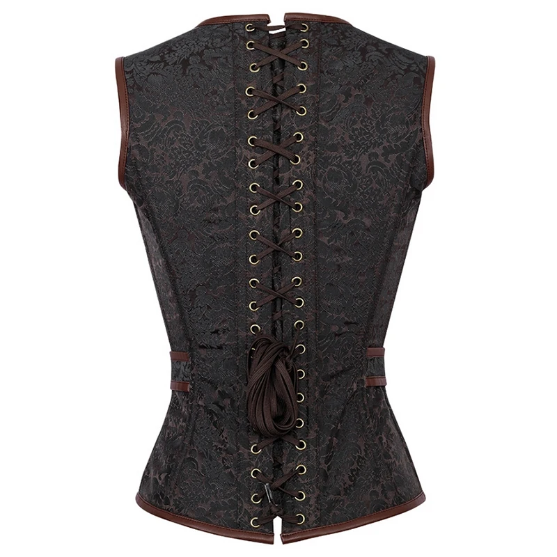 Коричневые аппликации на молнии Espartilhos Corsetto сексуальный парча корсет из