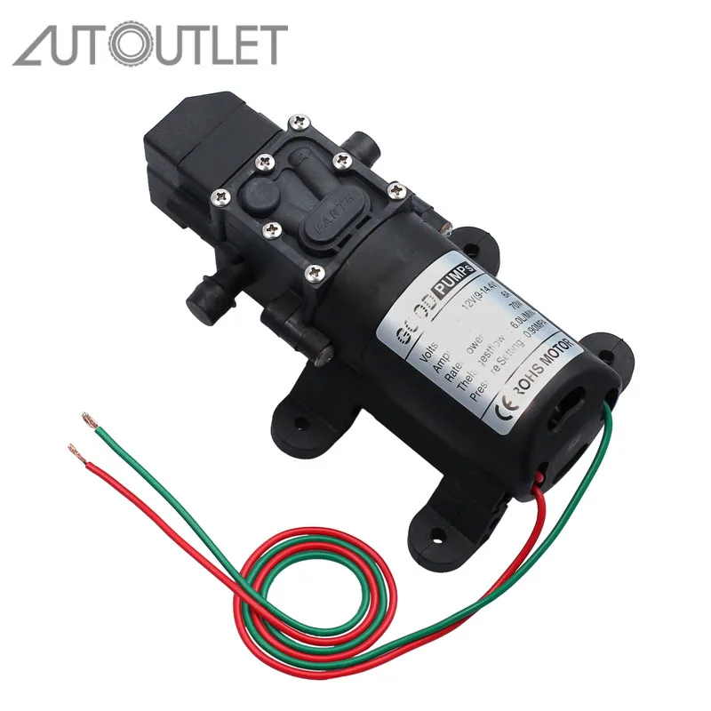 

AUTOUTLET 70W DC 12V 130PSI 6L/Min Water High Pressure Diaphragm Self Priming Pump Agricultural Electric Water Pump Black