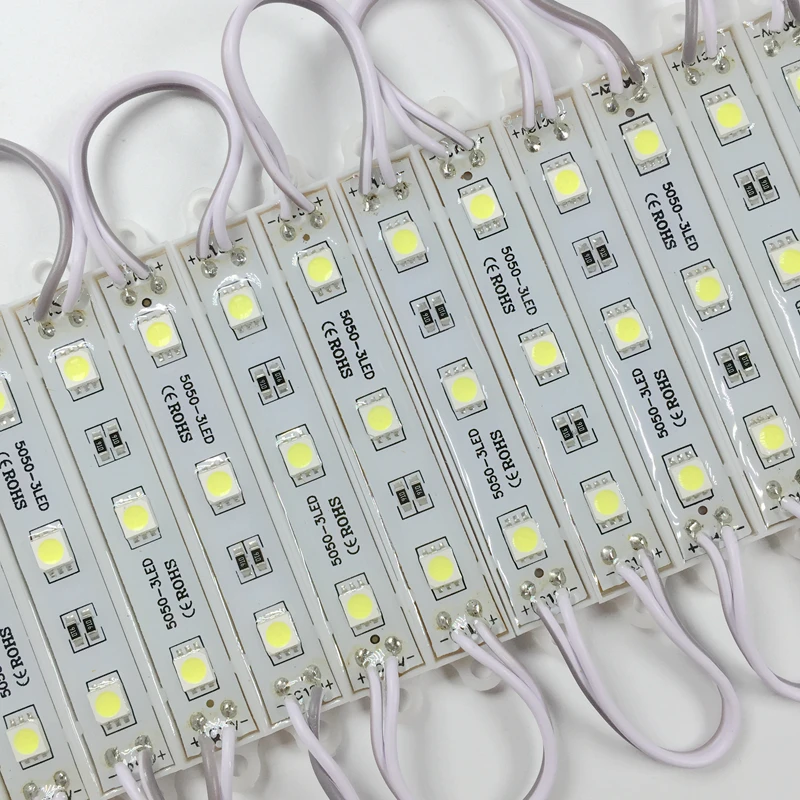 Светодиодный водонепроницаемый модуль 5050 20 шт. 3 светодиода 12 в пост. Тока|5050 led