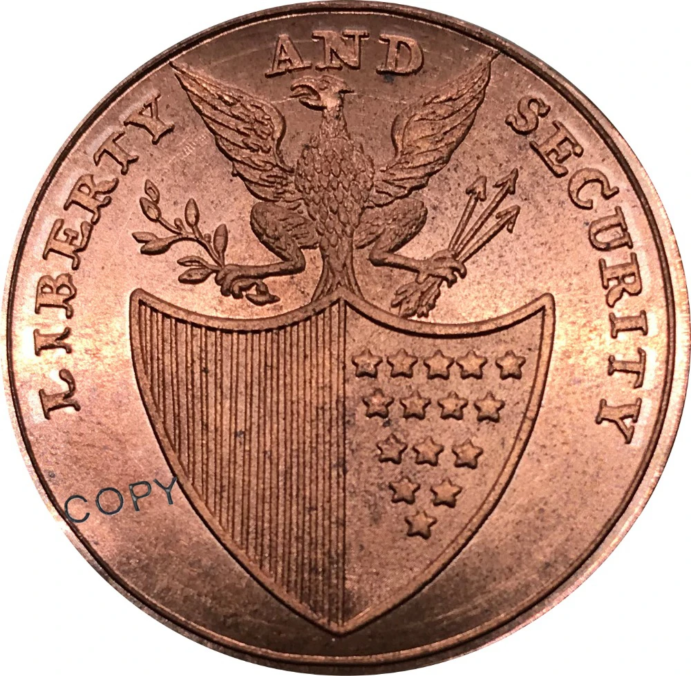 США 1795 Washington Liberty &amp Security Penny недатированные Бейкер красные медные копии монет |