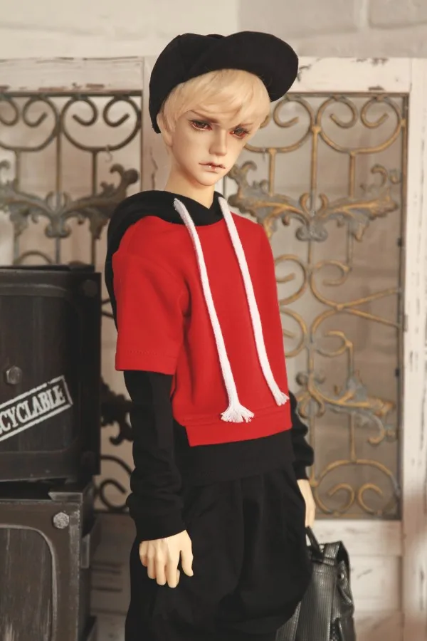 

BJD doll clothes for 1/3 BJD SD17 Uncle size baseball jacket BJD coat with caps color blocking fake two pieces doll accessories