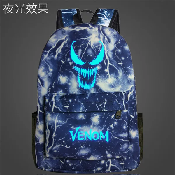 Style 7 Светящийся рюкзак Venom Marvel Hero, школьная сумка, Студенческая Детская сумка для мальчиков и девочек, рюкзак для ноутбука, повседневный рюкзак, светится в темноте - Цвет: Style 7