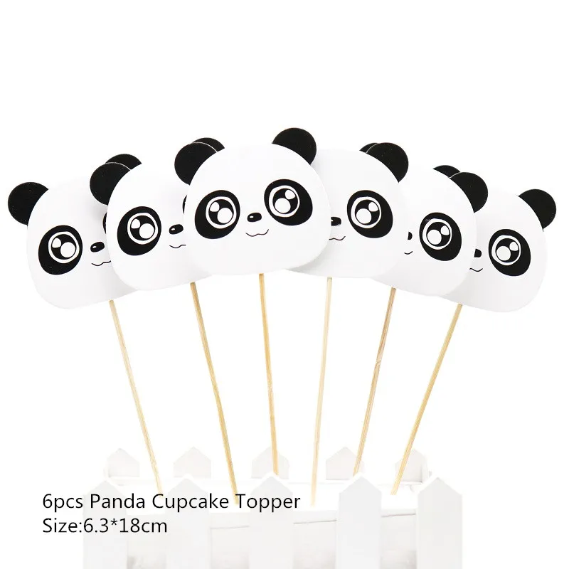 Cupcake Topper 1, комплект с рисунком панды счастливый плакат "с днем рождения" Панда шар из алюминиевой фольги мило украшения для капкейков День рождения Детские украшения для вечеринки сделанные своими руками - Цвет: Cupcake Topper