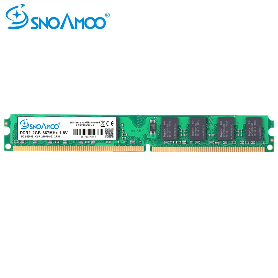 

SNOAMOO New DDR2 2GB Desktop PC ARM 667Mhz PC2-5300S 240 Pin 800MHz PC2-6400S 1GB 4GB DIMM For Intel Compatible Computer Memory