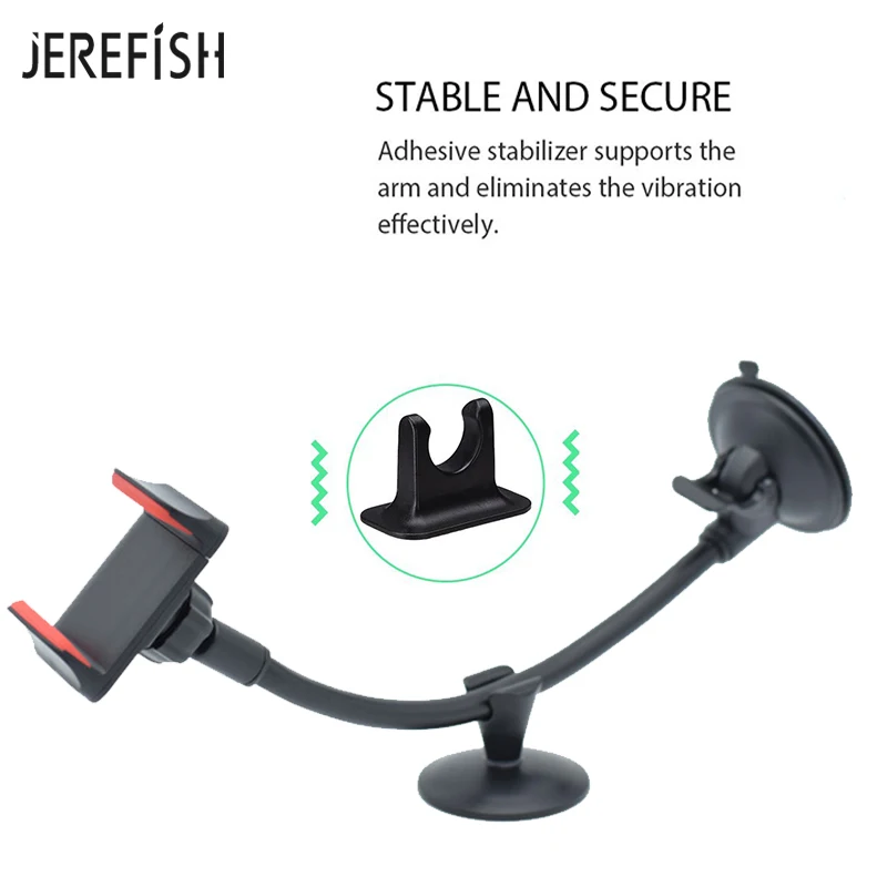 JEREFISH Universal Long Arm Windshield Mobile Cellphone Car Mount Bracket Holder for iPhone Phone Stand x xs GPS | Мобильные