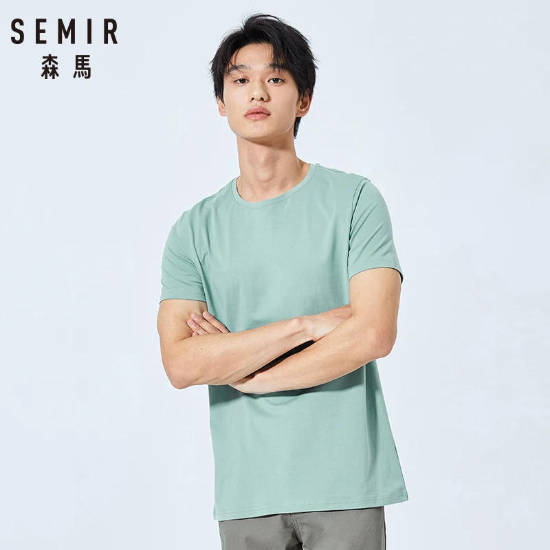 SEMIR Футболка мужская летняя футболка однотонная 100% хлопок Homme 3XL одежда плюс