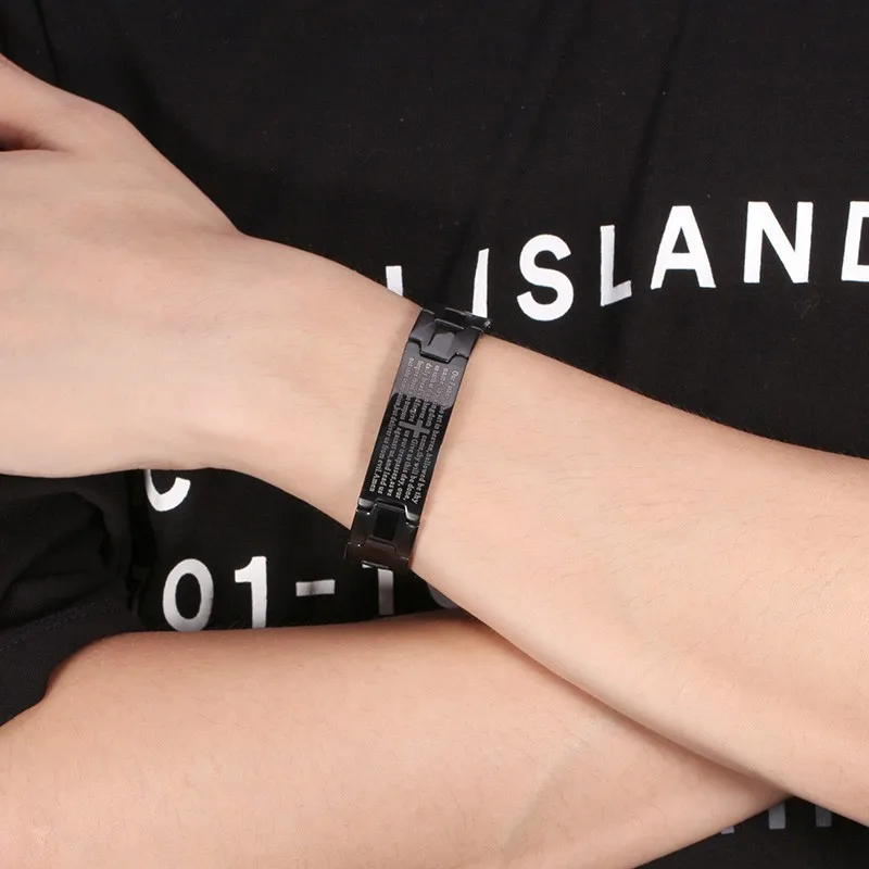 Черный крест браслет из нержавеющей стали мужские ювелирные изделия Pulseiras