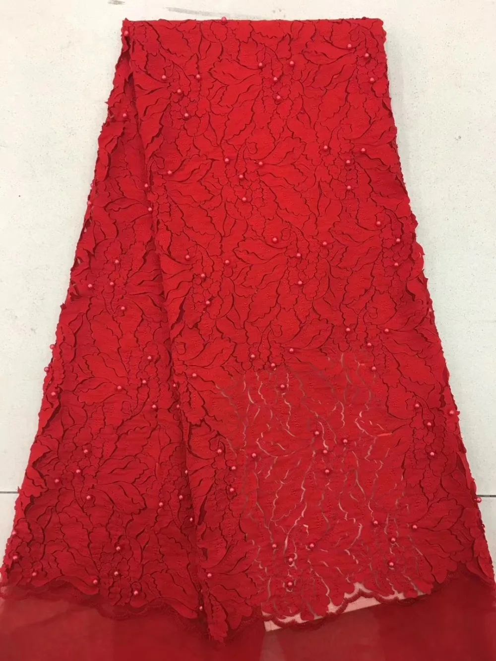 

High Quality Nigerian 3D Wedding Lace Fabric Latest French Net Lace Fabric With beads for Dress ML6937