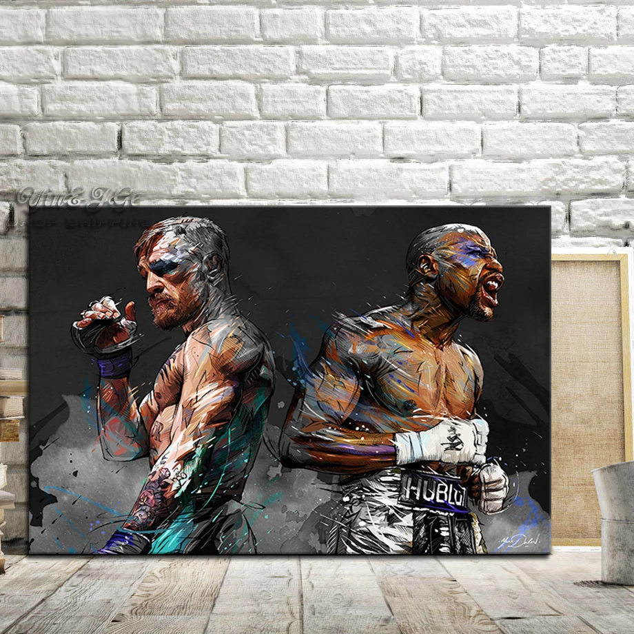 Современные куадросы Декор стены Искусство Холст Картина 1 шт. Mayweather vs Conor McGregor