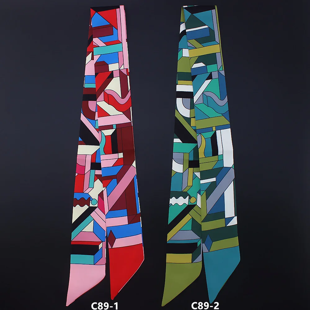 

Geometric Contrast Color Scarf Narrow Ribbon Bag Scarves Hair Band Neckwear Drop Shipping Wholesale Multi-function Choker BD131