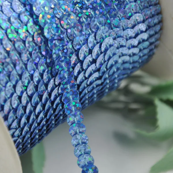 Лента с блестками синего цвета для шитья и рукоделия 10Y|sequin ribbon|sequin spanglesewing sequins |