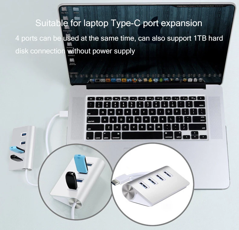 type c aluminum alloy 4 port usb3 0 hub 5gbps splitter usb c hub otg adapter for redmi huawei galaxy phones mac imac free global shipping