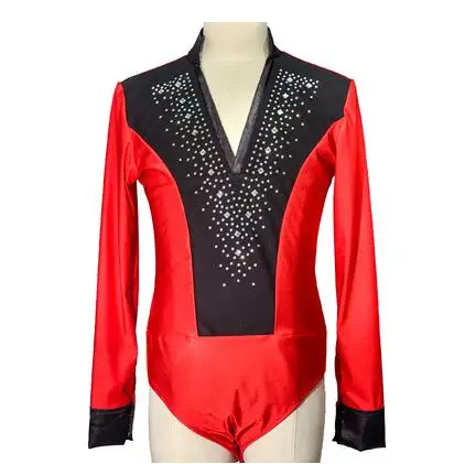 Style 2 Высококачественные рубашки для бальных танцев, латинских танцев, мужские черные рубашки с длинным рукавом и v-образным вырезом, мужские топы для самбы, ча-ча, танцев, одежда для выступлений - Цвет: Style 2