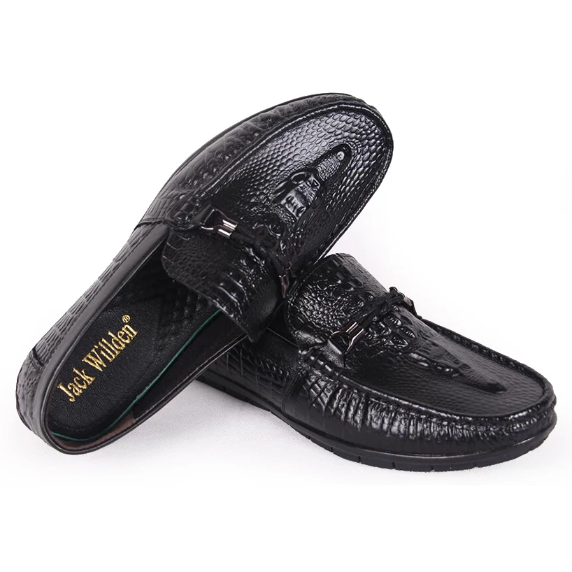Jack Willden High Quality Genuine Leather Men Casual Shoes Crocodile Print Soft Moccasins Loafers Brand Comfy Driving | Обувь