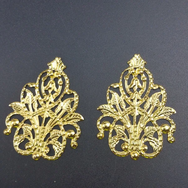gold 34x48mm 20pcs 10-20 шт./партия ложечки металлические филигранные цветы срез амулеты База Установка ювелирных изделий DIY компоненты - Цвет: gold 34x48mm 20pcs