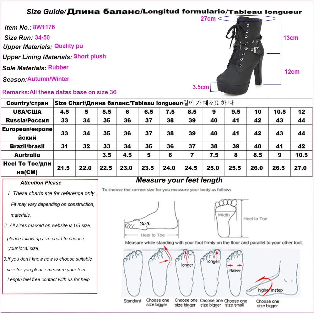 

Alionashoo Plus Size 49 50 Woman High Heels Ankle Boots Female Lace up Platform Sexy Part Dress Pump Women Fashion Buckle Rivets