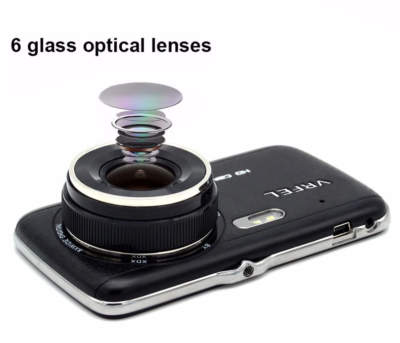 VRFEL Car DVR Camera Dual Lens with LDWS ADAS Rear view Support Front Distance warning Full HD 1080P 170 car dvrs dashcam | Автомобили и