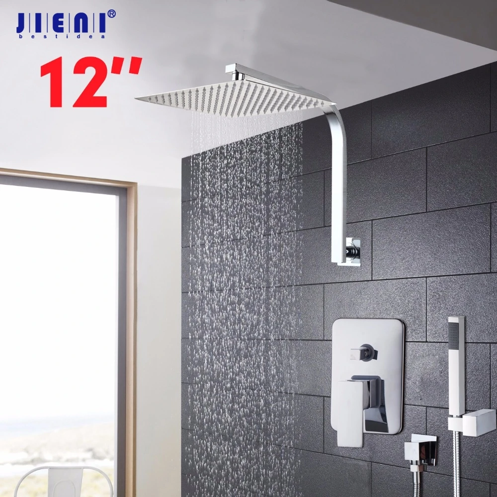 

Wall Mounted Rain Shower Set Luxury Square Shower Head 6 "8" 10" 12" 16'Shower Set with Hand Shower Chrome