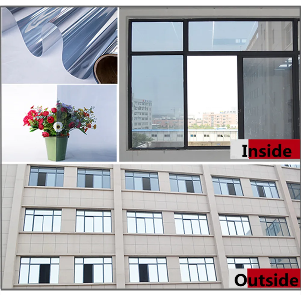 

SUNICE VLT20% One Way Mirrored Solar Tint Film Self Adhesive Sticker Decals Shading Vinyl House Decoration 50cmx700cm