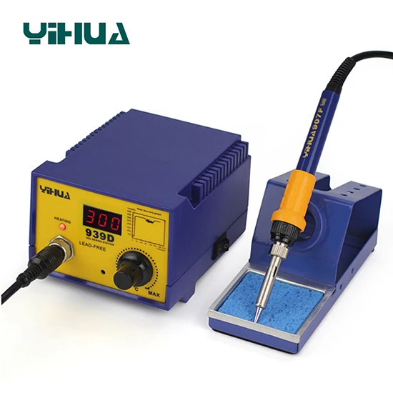 Серебристый Паяльная станция YIHUA 939D 110 v/220 V 60 W антистатический Электрический паяльник с постоянной температурой - Цвет: Серебристый