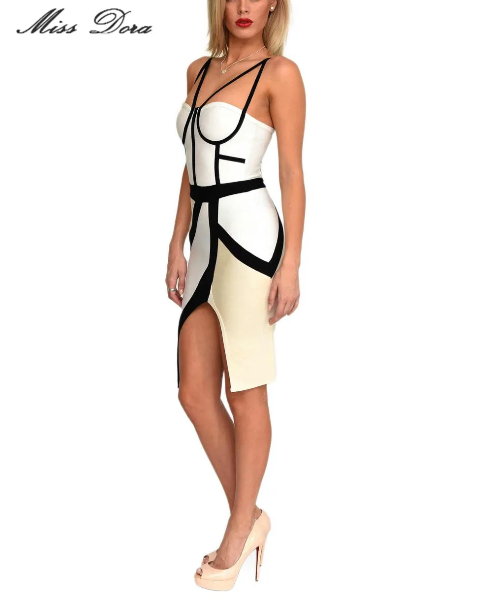 2016 лето телесный Белый Черный Сплит Лоскутная открытая спина Вечеринка Пром