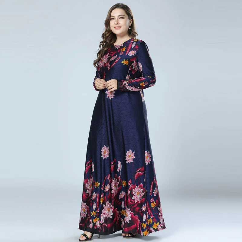 Женское кимоно с цветочным принтом Abaya мусульманское Макси-платье из Дубая абайя