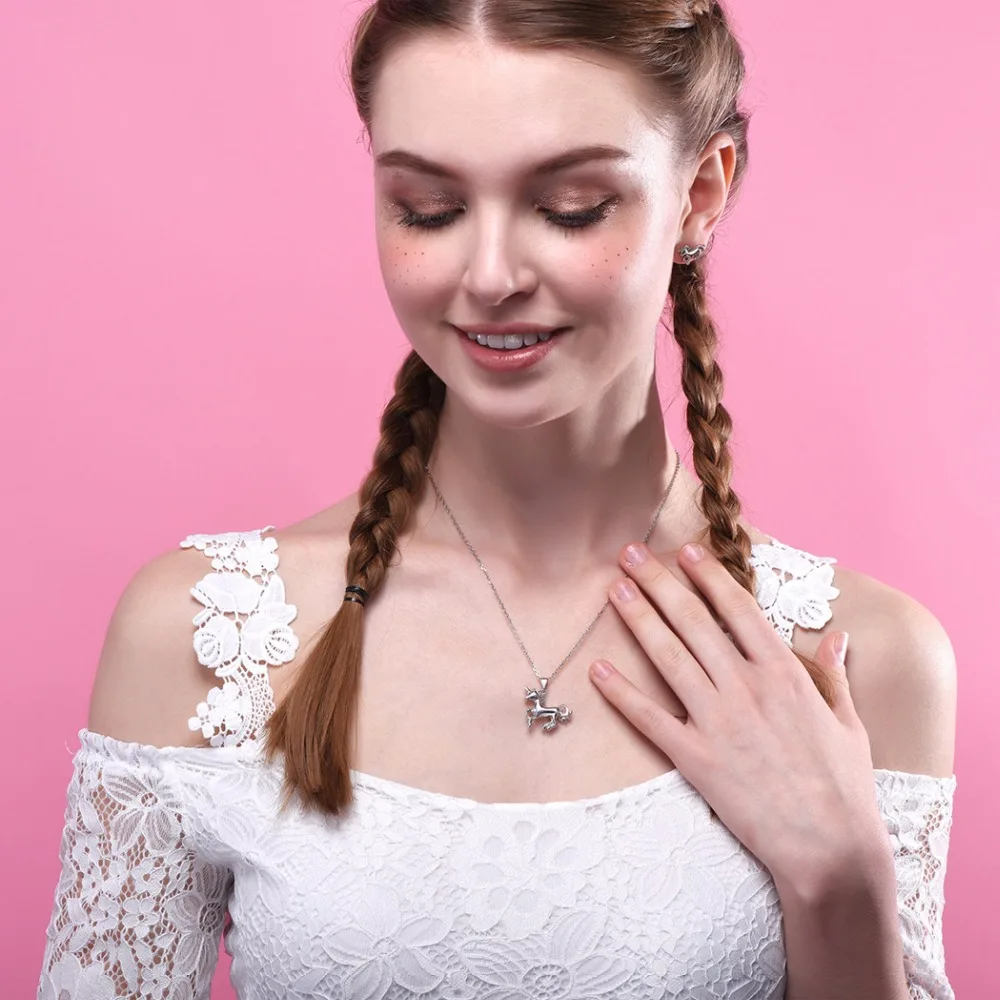 Кулон и цепочка в виде животного из серебра 100% пробы SC39|jewelry necklace|women jewelry necklaceanimal