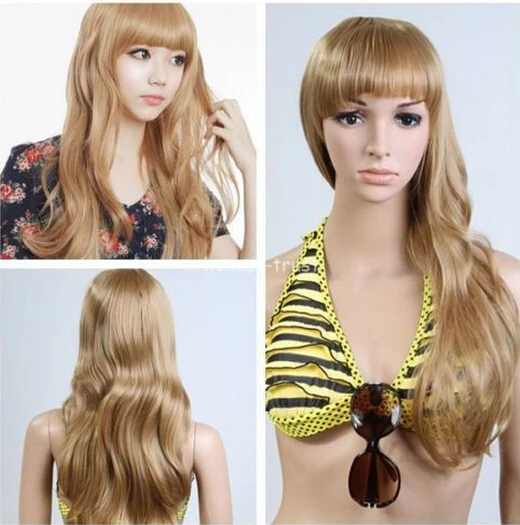 Parrucca парик 514 + Женщины Мода Дамы Природных Вьющиеся Волосы Светлые Длинные