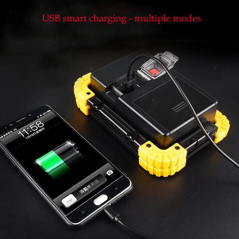 Светодиодная аварийная лампа перезаряжаемая портативная зарядка прожектор COB 20