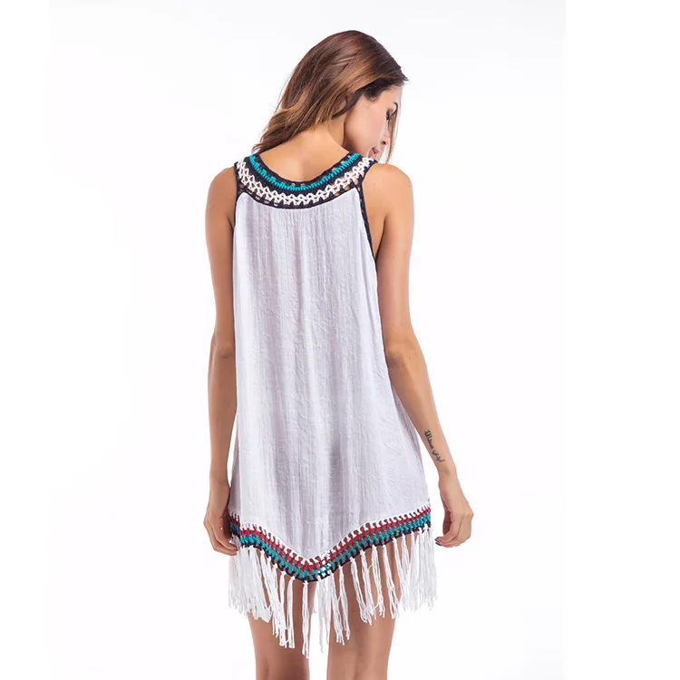 Boho Top Women Floral Print Bohemian Shirt Summer Long Vintage Tassel Patchwork Knitted Tops Tribal Indie Folk One Size | Женская одежда