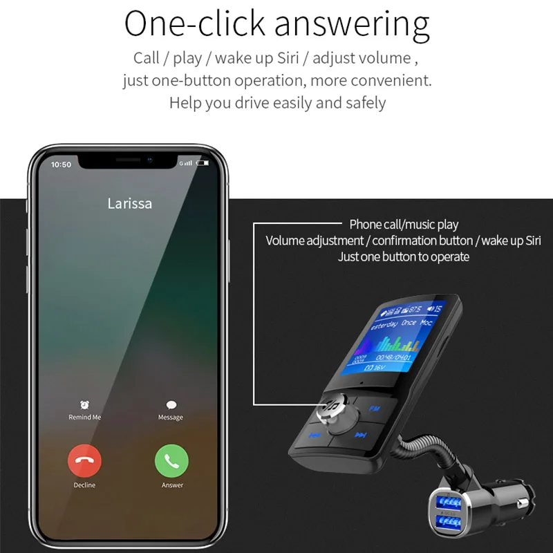Автомобильный fm трансмиттер Jilang с цветным экраном беспроводная Bluetooth гарнитура