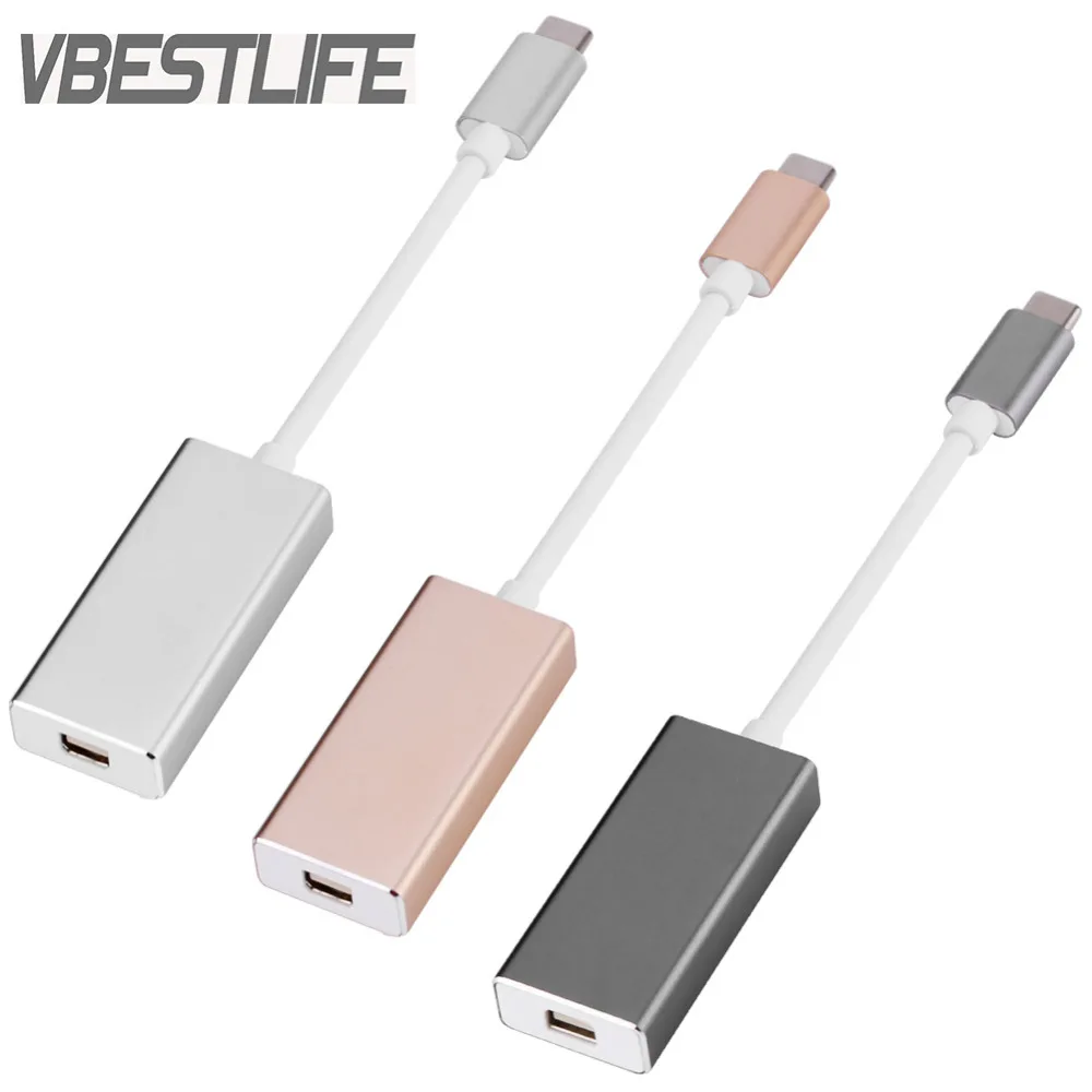 VBESTLIFE для Macbook USB3.1 Type c к Mini DisplayPort Кабель адаптер USB C DP конвертер 3 вида цветов