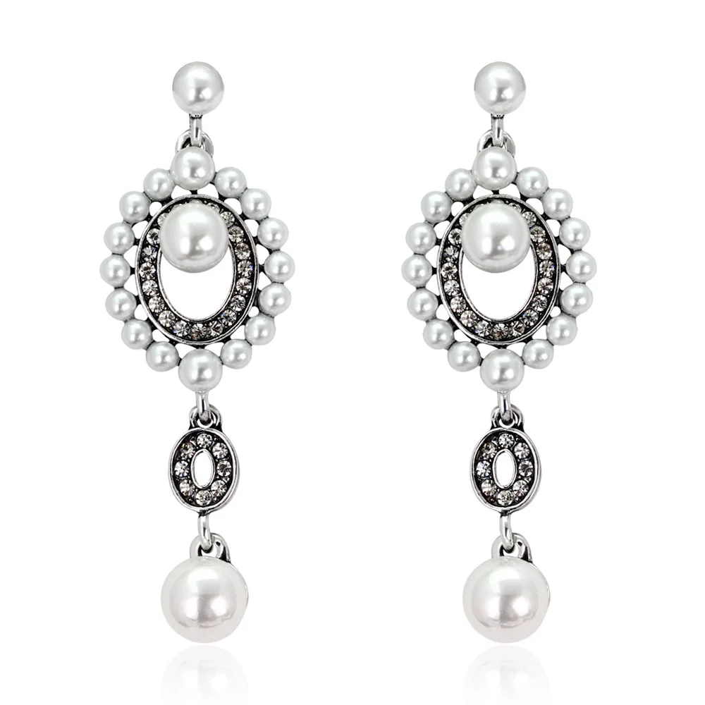 TREAZY Elegant Simulated Pearl Bridal Drop Earrings for Women Vintage Crystal Hanging Brincos Dangle Wedding Jewelry | Украшения и